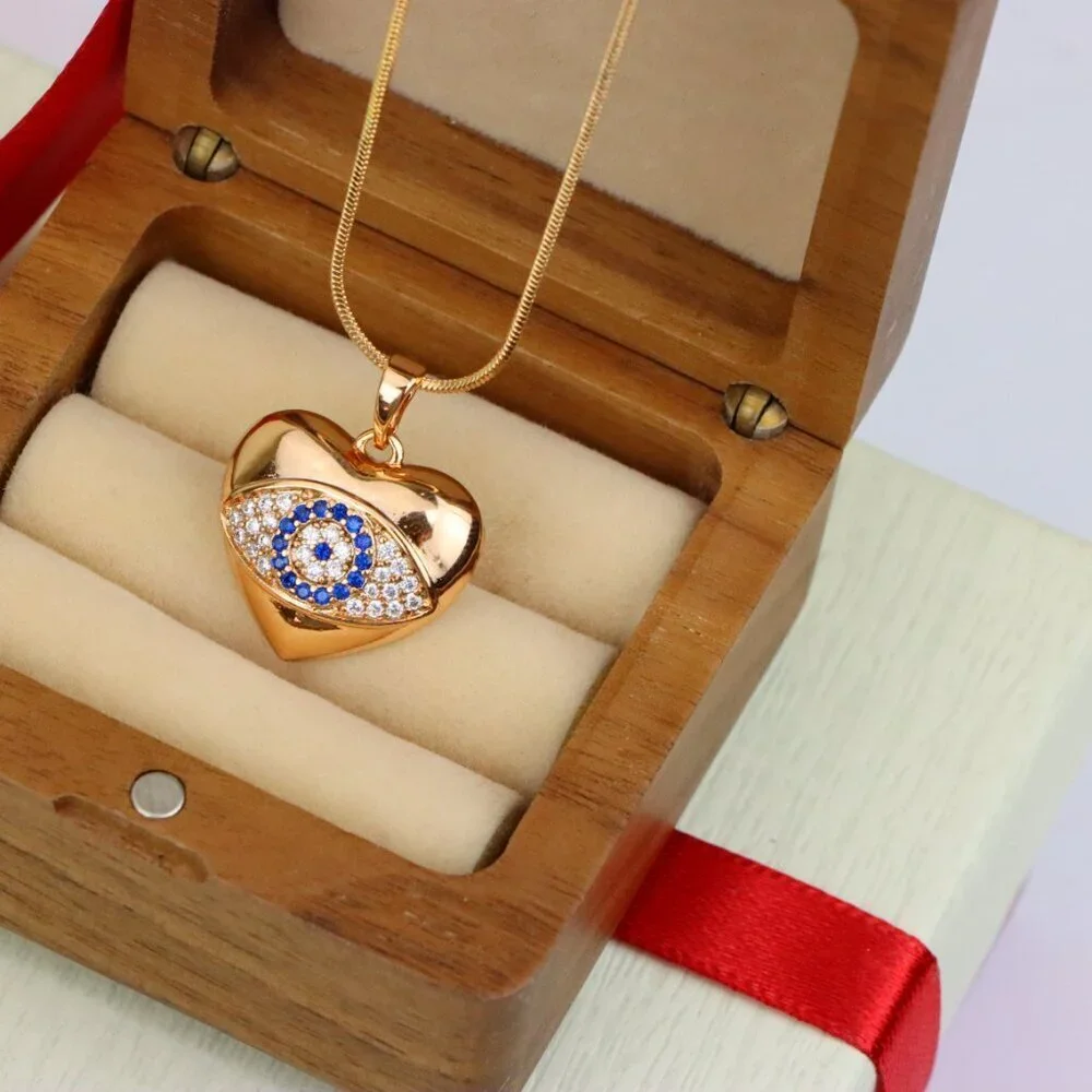 "Heart Shape Evil Eye Pendant in Rose Gold Finish, XPPT1576 - Picture 7 of 13